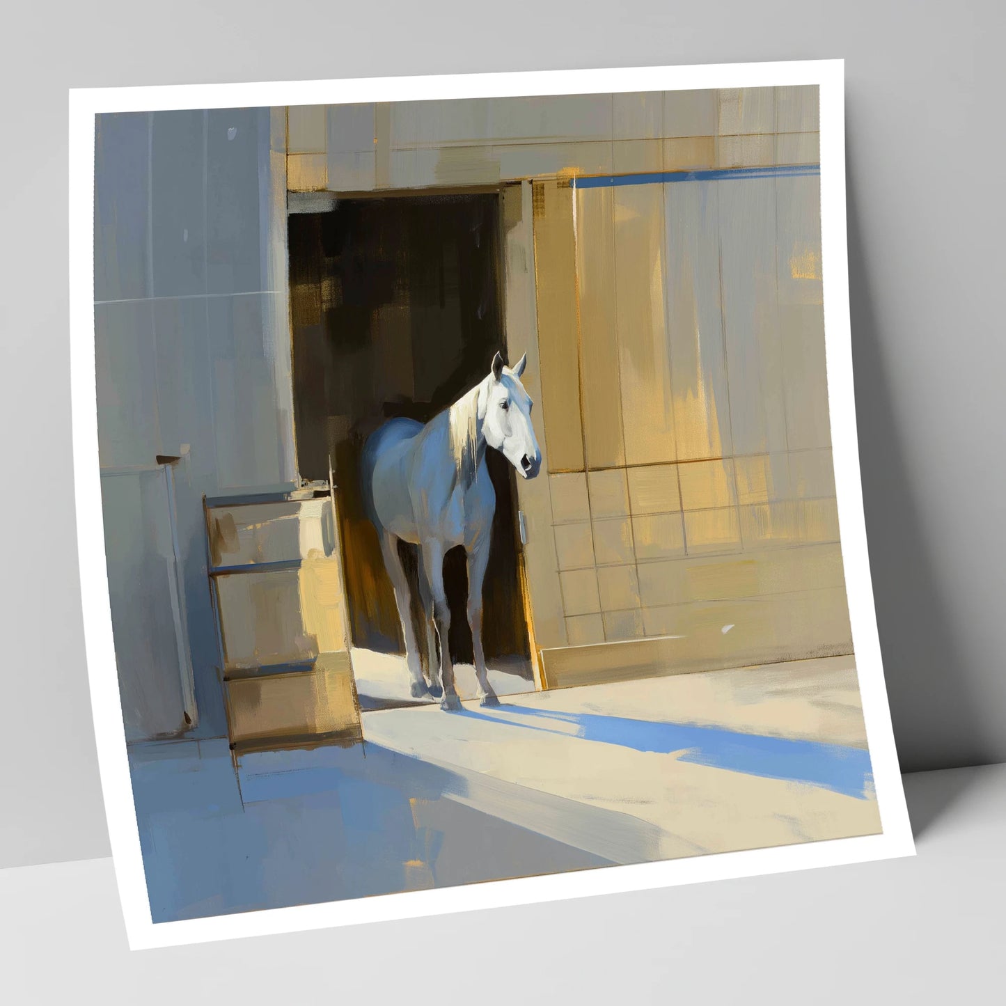 Sunlit Stable Doorway horse stable art print