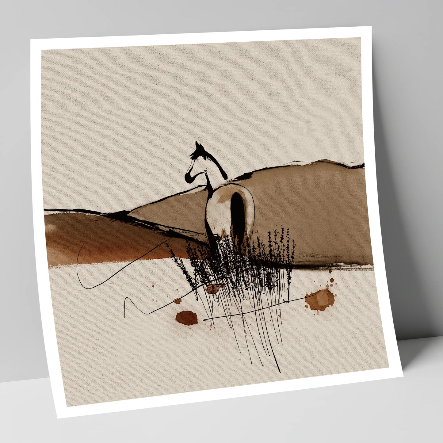 Sepia Ridge Observer horse landscape art print