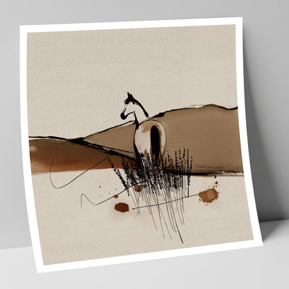 Sepia Ridge Observer horse landscape art print