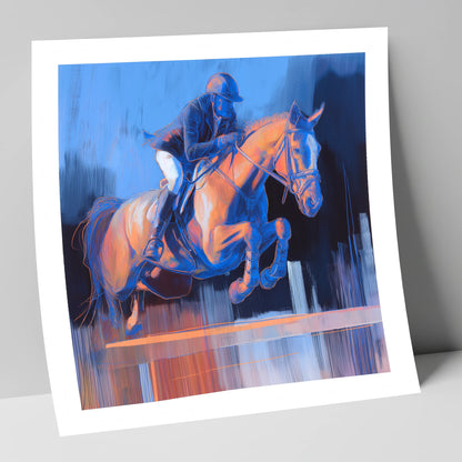 Cobalt Ascent show jumping horse art print