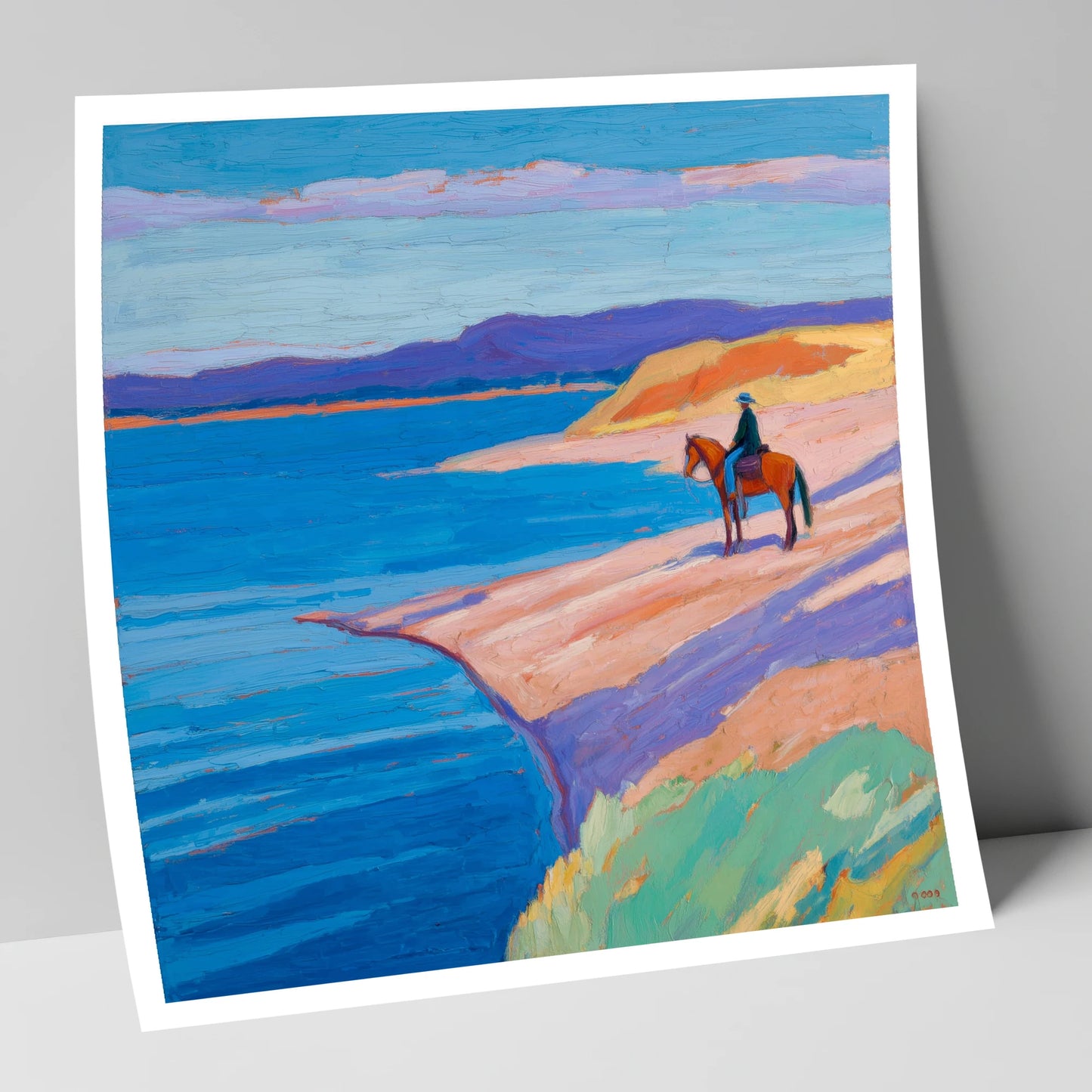 Edge of the Azure beach horse art print