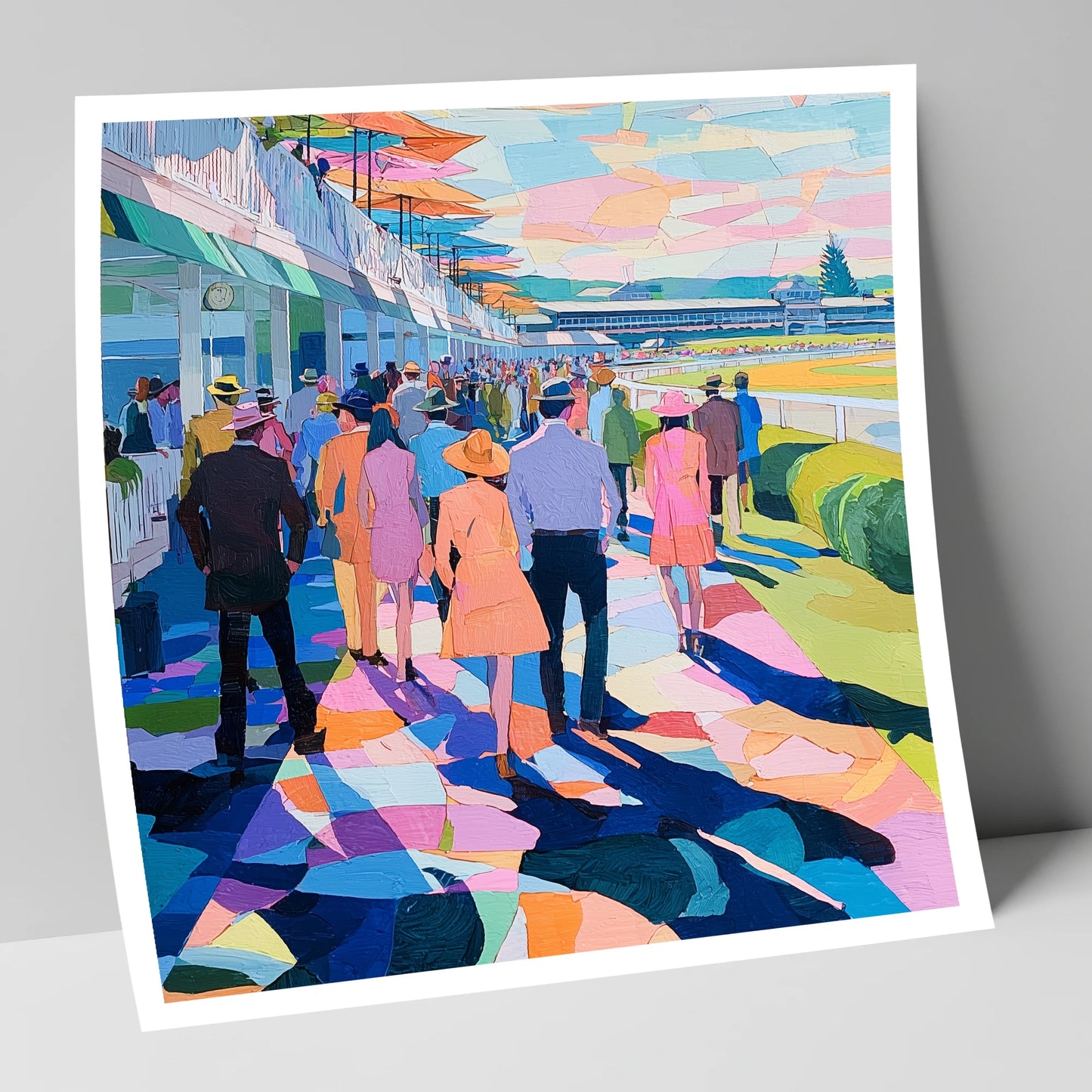Vibrant Grandstand Parade racing horse art print