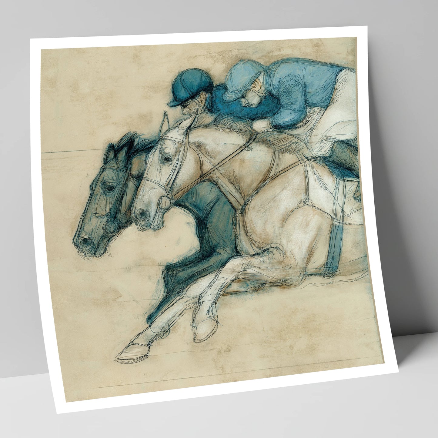 Neck and Neck racing horse art print