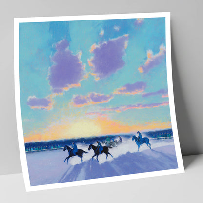 Winter Polo Dawn polo horse art print