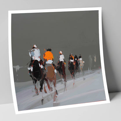 Through the Grey racing horse art print
