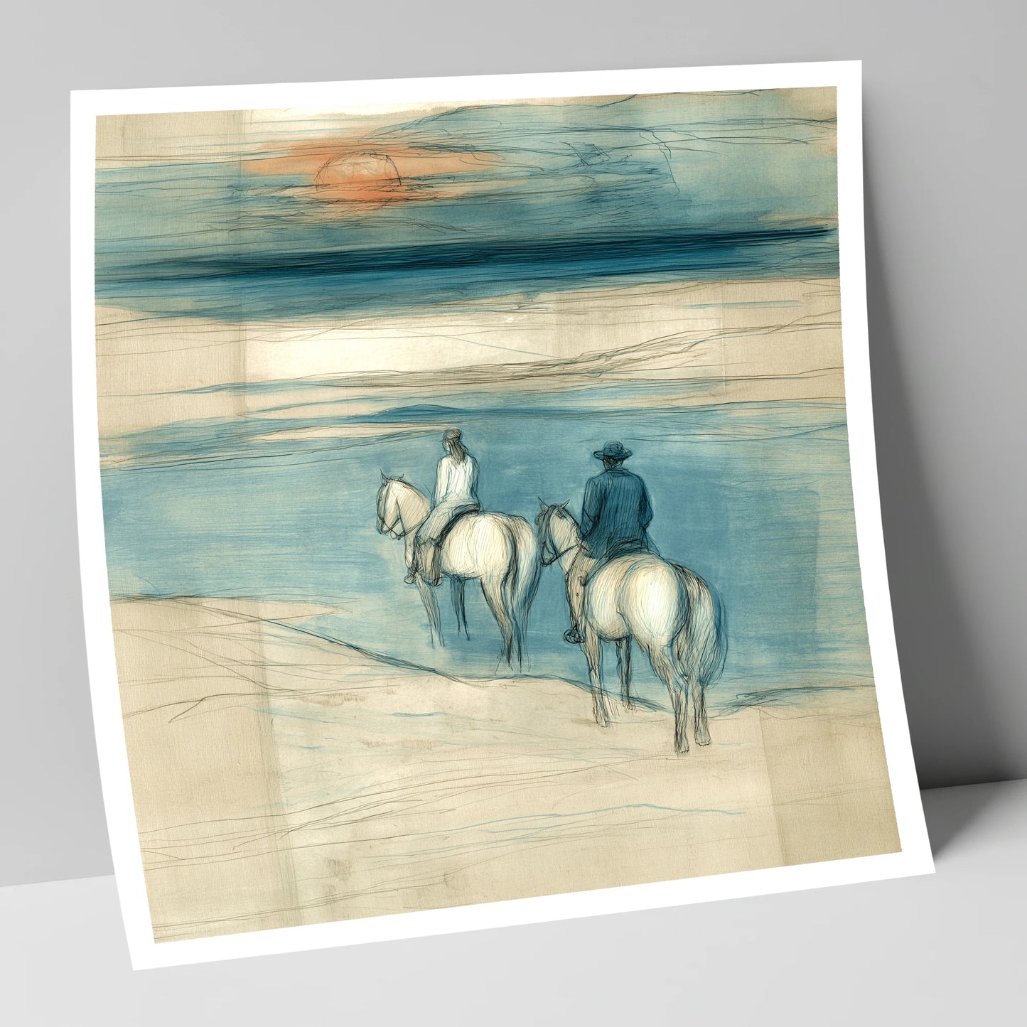 Twilight Shoreline Ride horse landscape art print