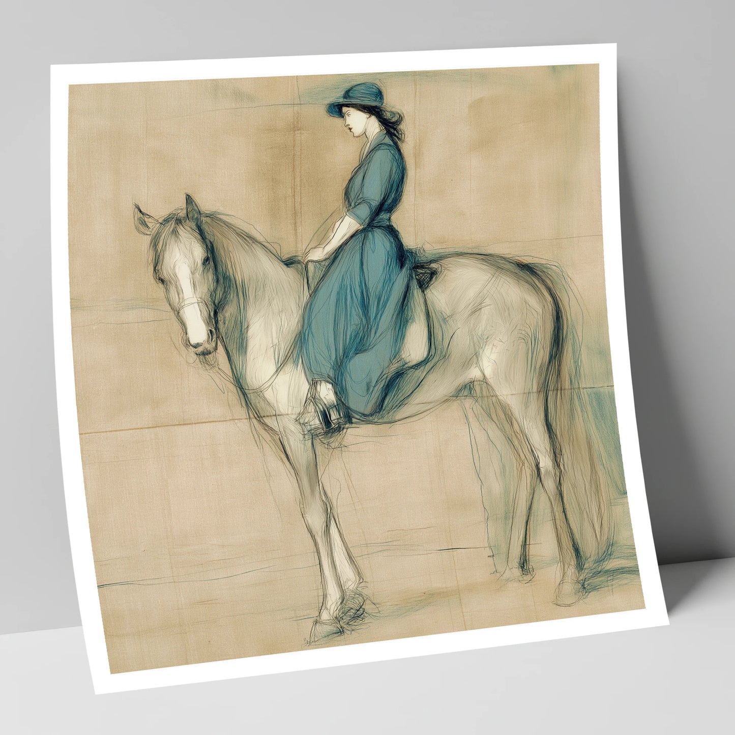 The Lady in Teal horse & rider art print
