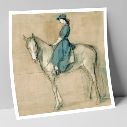 The Lady in Teal horse & rider art print
