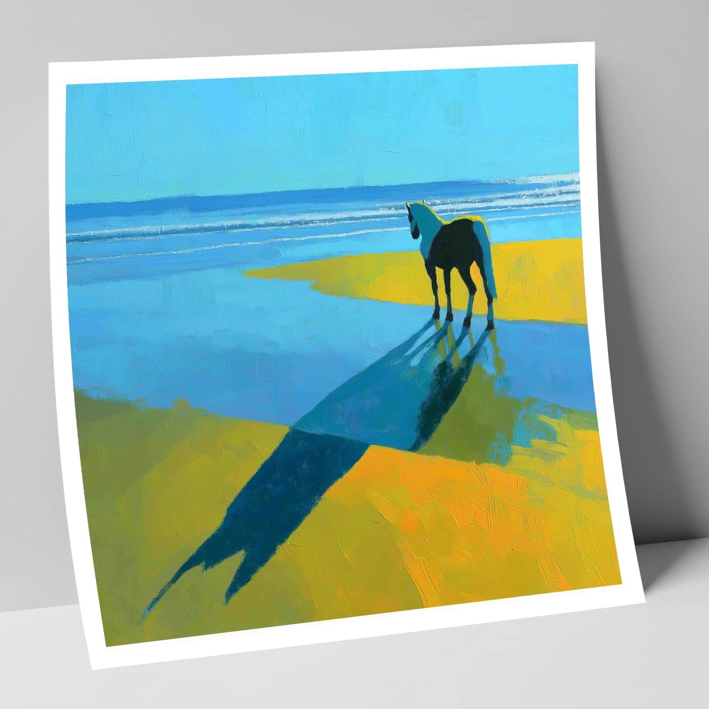 Azure Shoreline Silhouette horse landscape art print