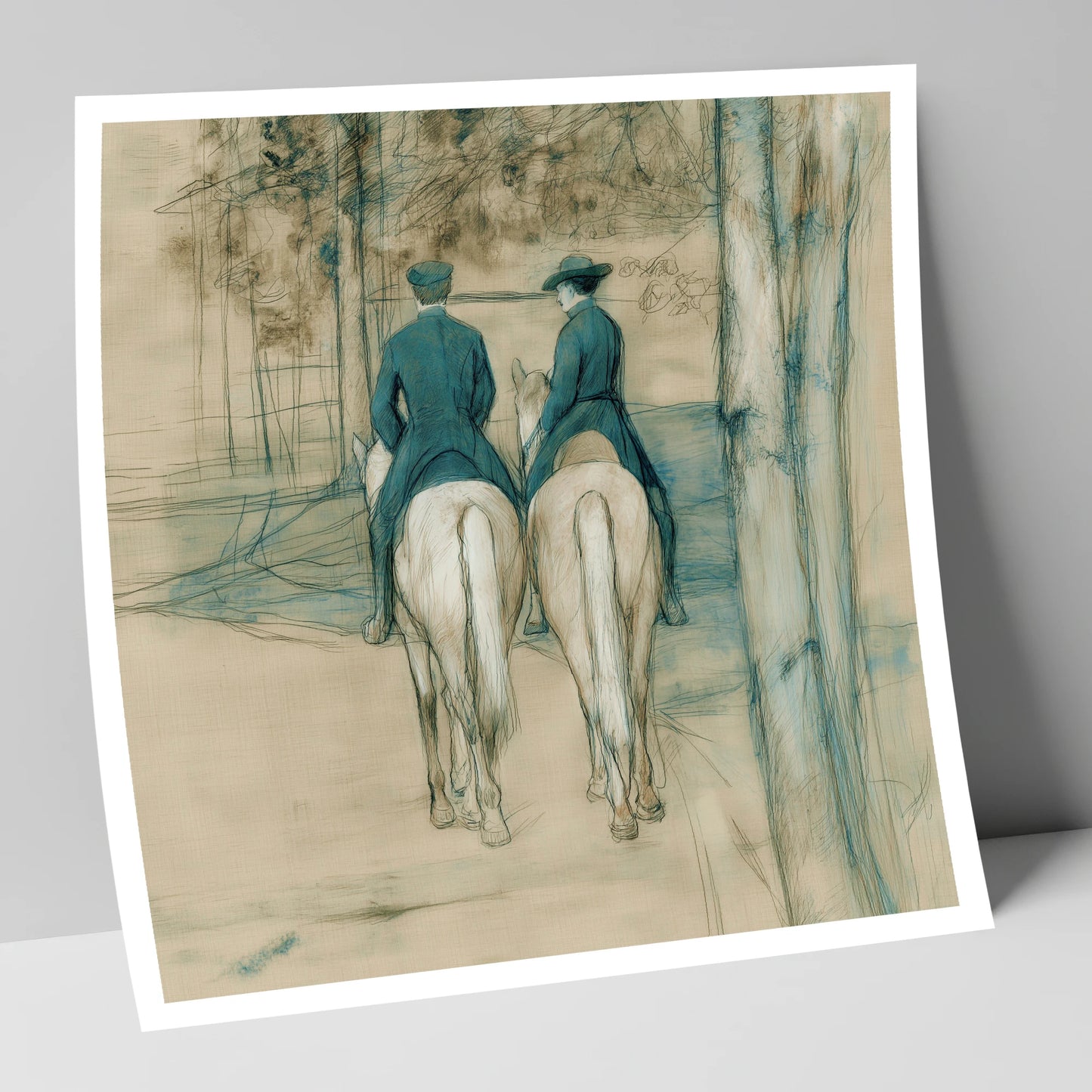 The Woodland Hack horse & rider art print