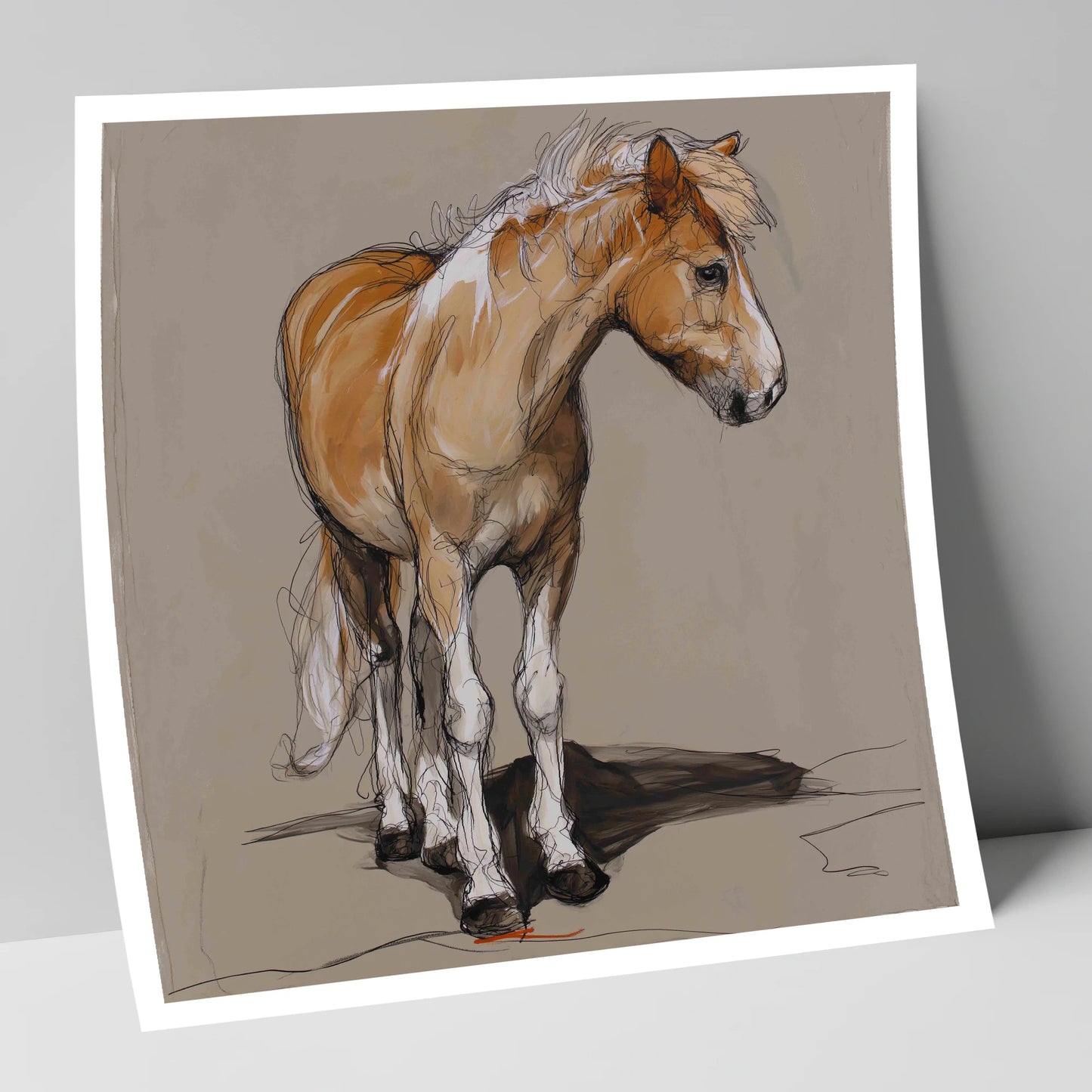 Quiet Flaxen Study horse breed art print