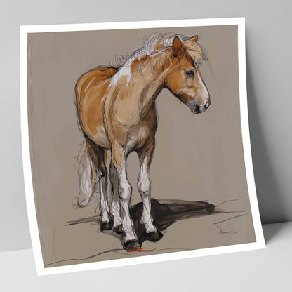 Quiet Flaxen Study horse breed art print