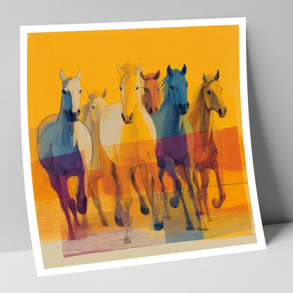 The Vibrant Herd horse landscape art print