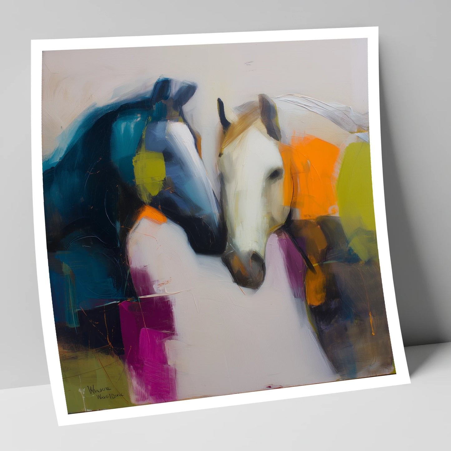 Vibrant Equine Bond horse portrait art print