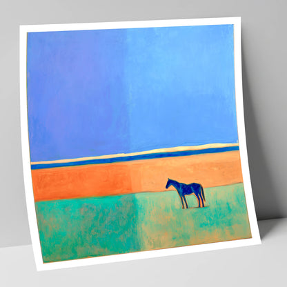 Cobalt Horizon horse landscape art print