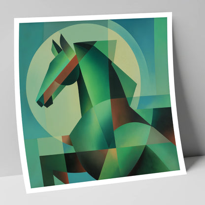 Geometric Emerald Profile horse portrait art print