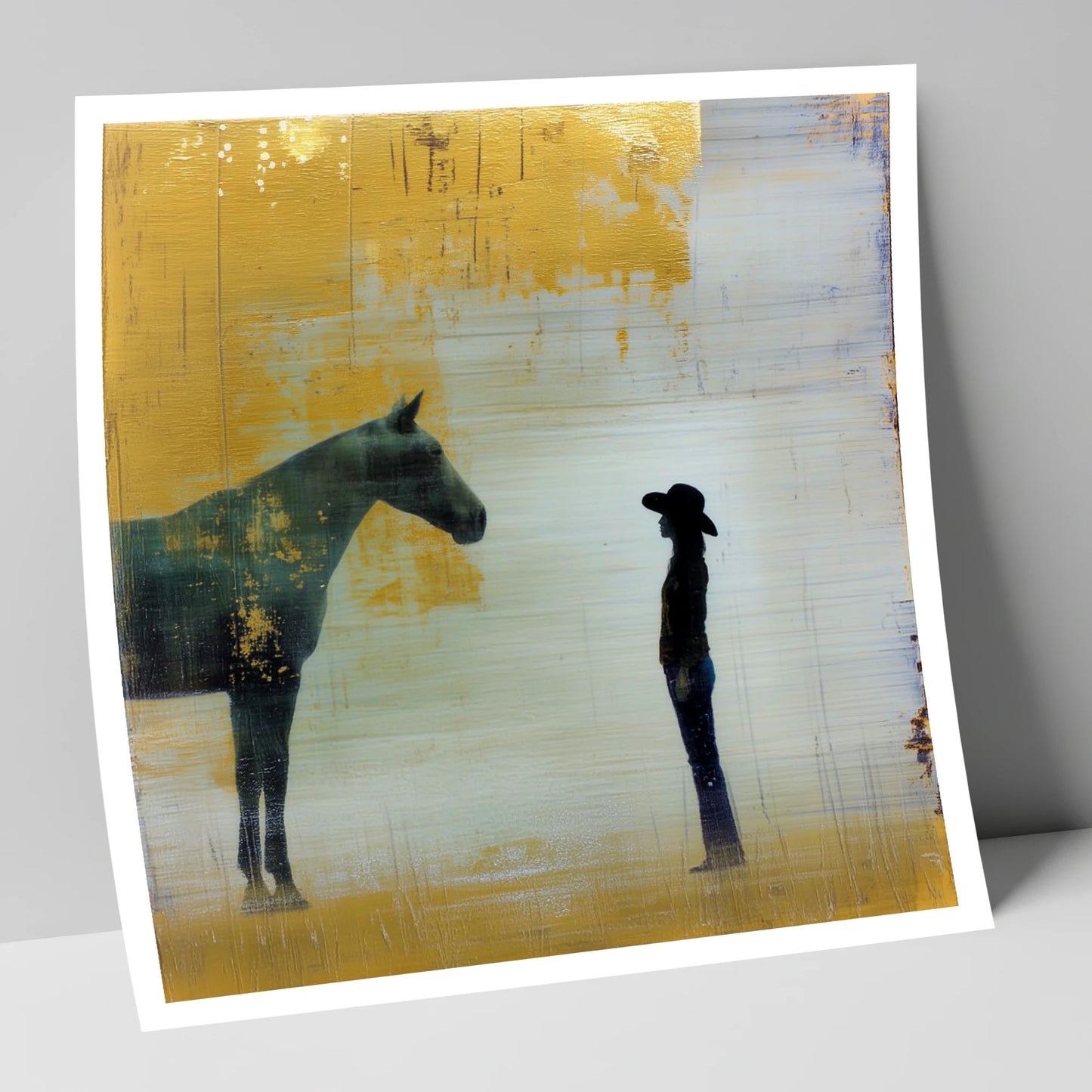 Golden Western Silhouette western horse art print
