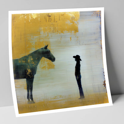Golden Western Silhouette western horse art print