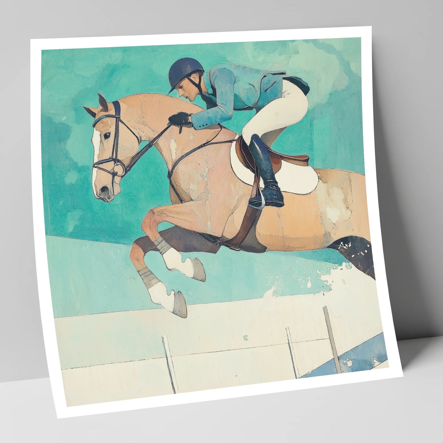 Aquamarine Flight show jumping horse art print