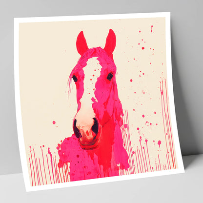 Vibrant Magenta Blaze horse portrait art print