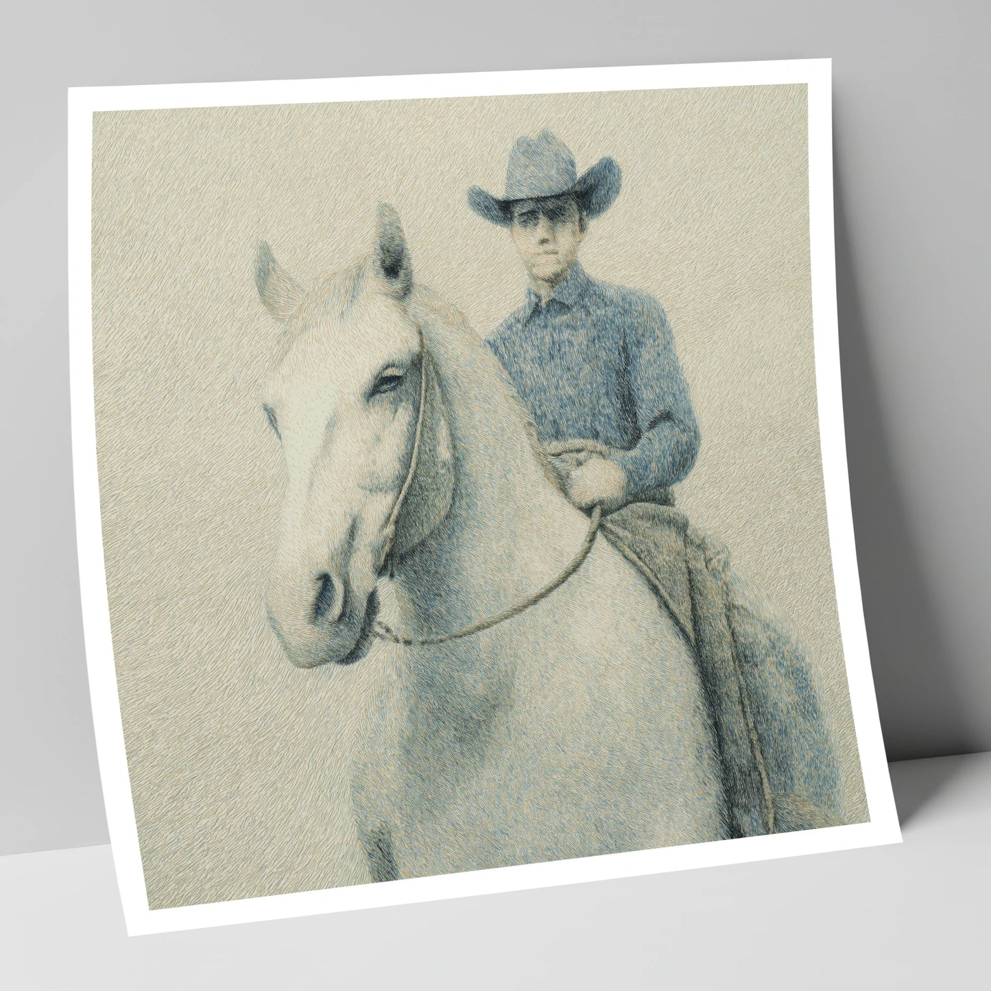 Slate Blue Stockman western horse art print