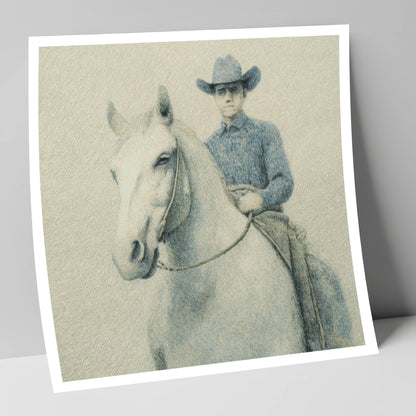 Slate Blue Stockman western horse art print