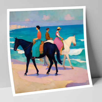 Azure Coastal Hack horse landscape art print