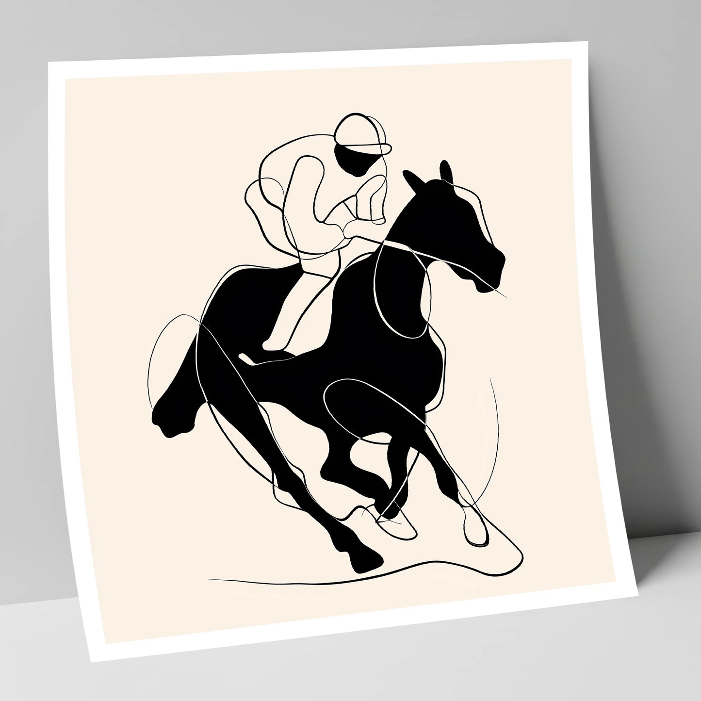 Monochrome Gallop racing horse art print