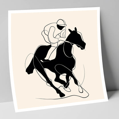 Monochrome Gallop racing horse art print