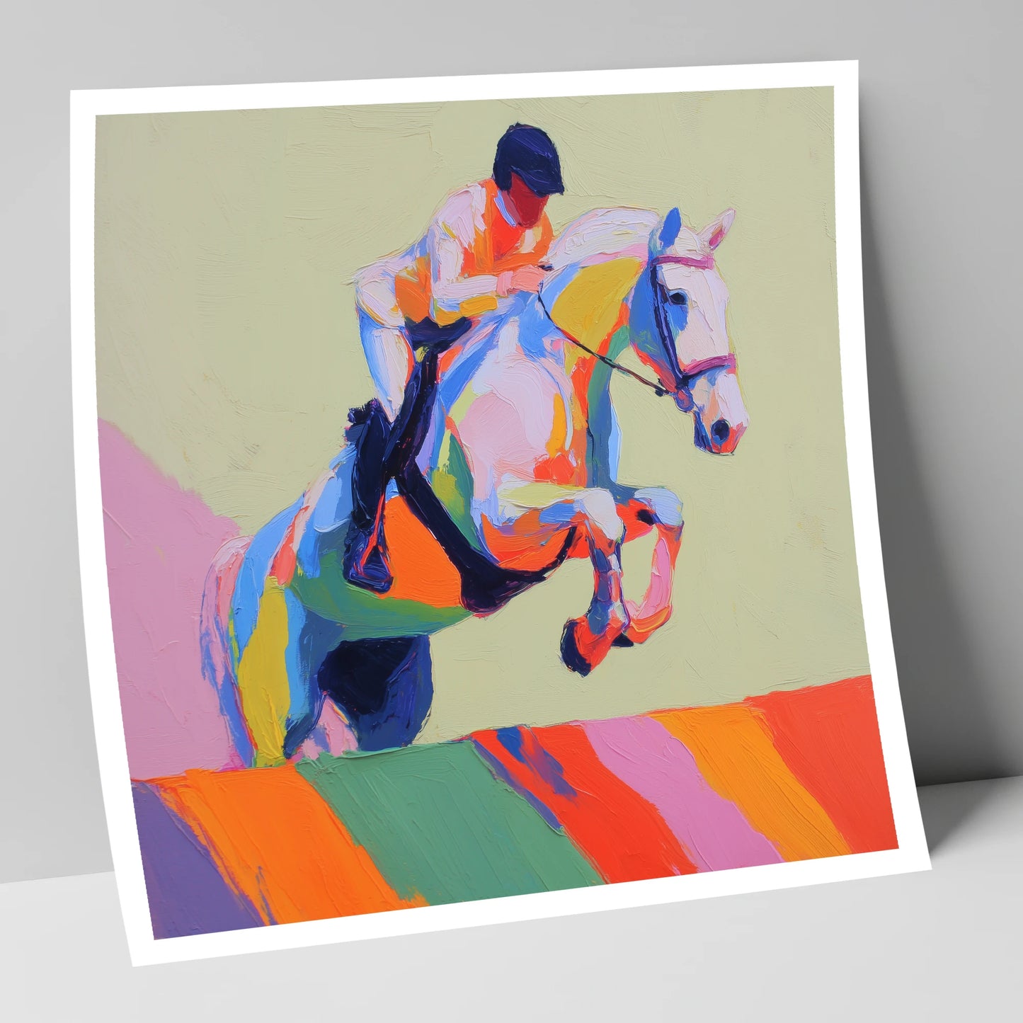 Technicolour Leap show jumping horse art print