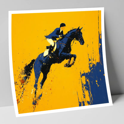 Airborne Over Gold show jumping horse art print