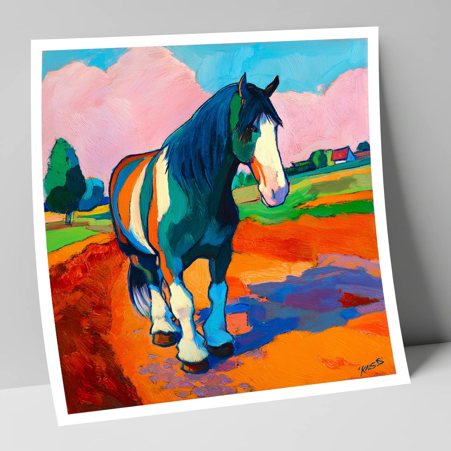Vibrant Coloured Cob horse breed art print