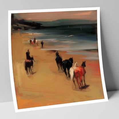 Twilight Coastal Hack horse landscape art print
