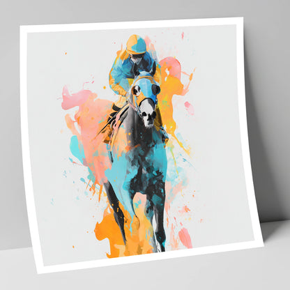 Vibrant Front Runner racing horse art print