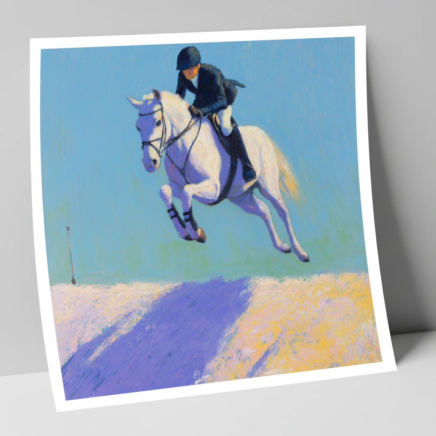 Airborne in Violet Light show jumping horse art print