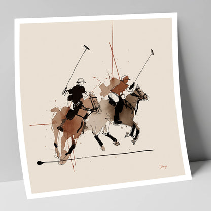 Midfield Charge polo horse art print