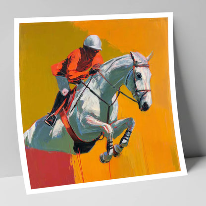 Airborne Over Gold show jumping horse art print