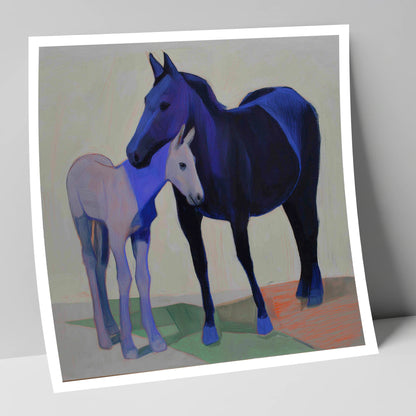 Indigo Embrace mare & foal art print
