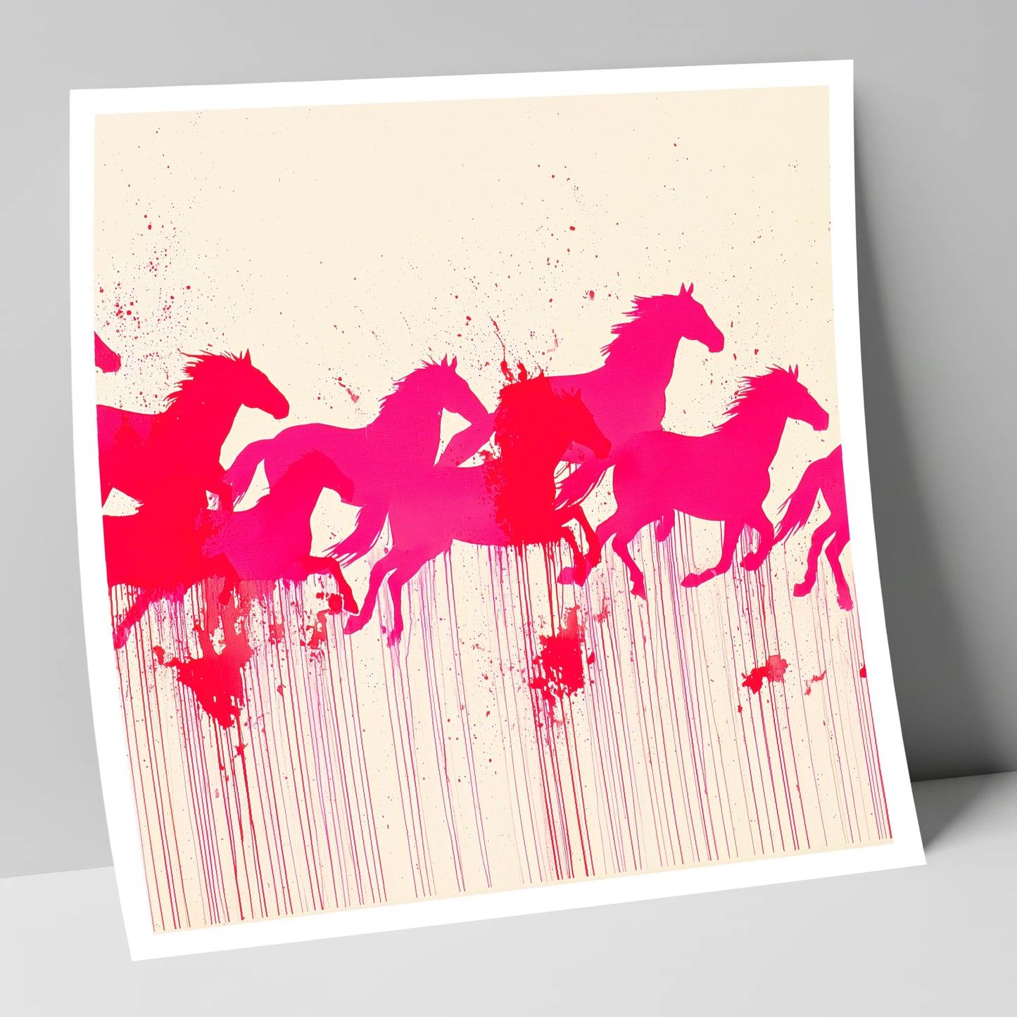 Vivid Magenta Herd wild horses art print
