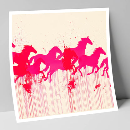 Vivid Magenta Herd wild horses art print