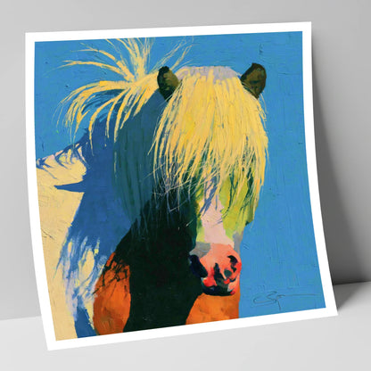 Thick Maned Pony in Blue horse breed art print