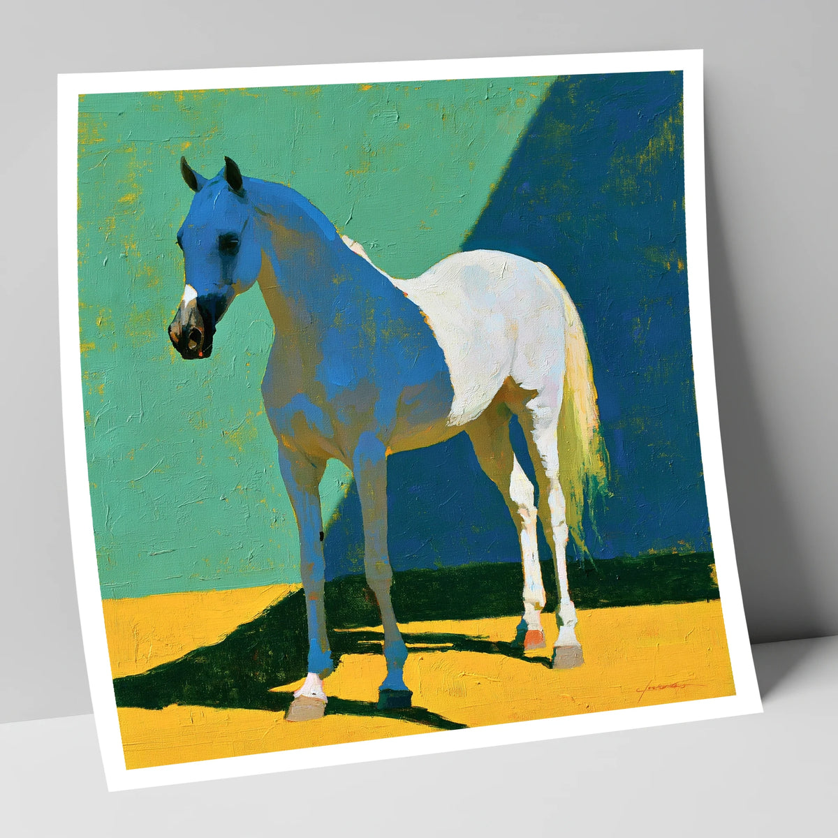 Grey Arabian with Blue Shadows horse breed art print