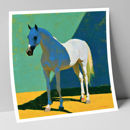 Grey Arabian with Blue Shadows horse breed art print