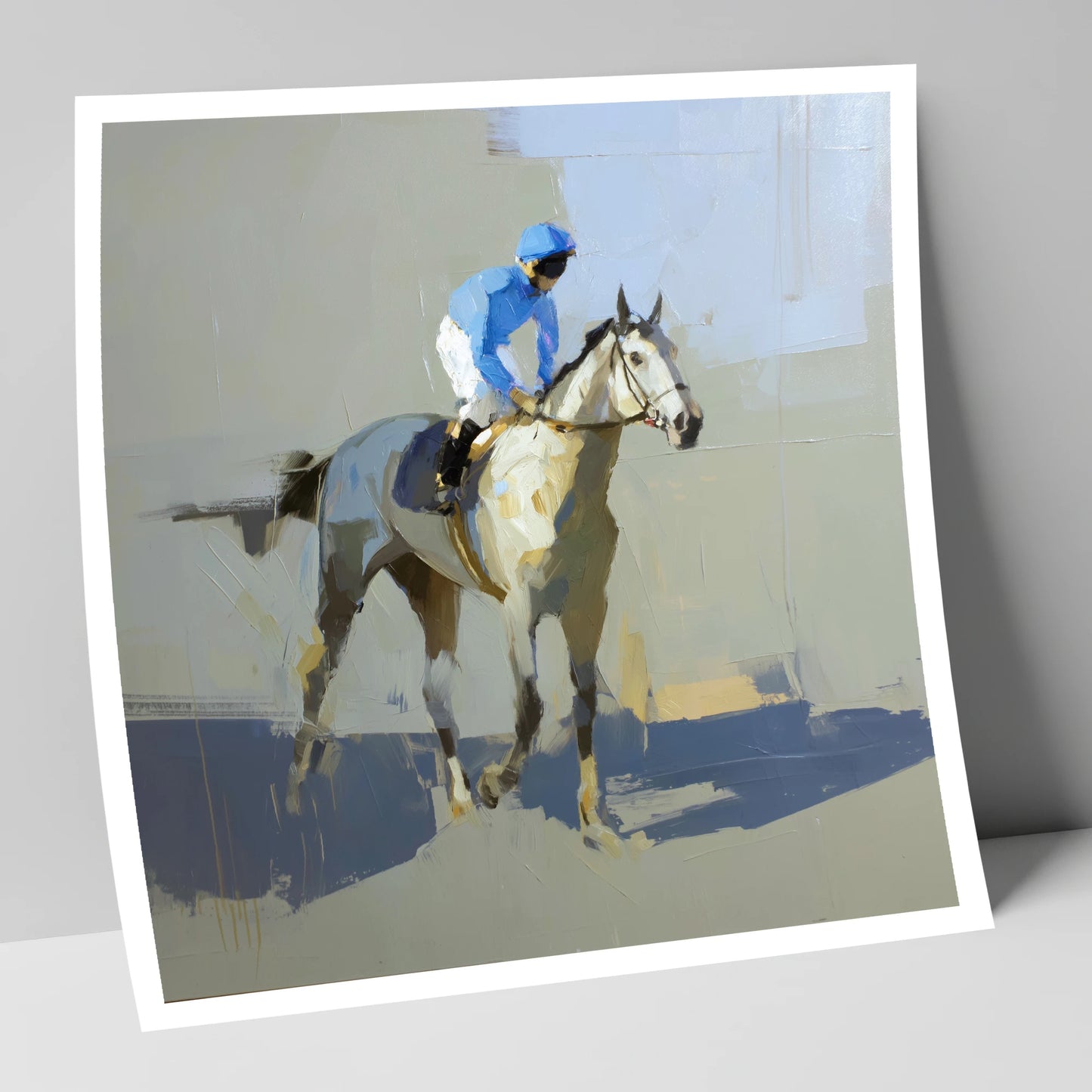Blue Silks and Shadows racing horse art print