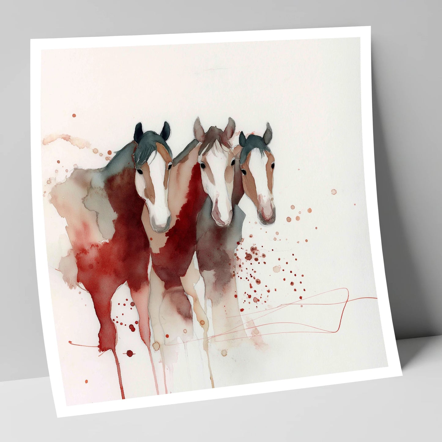 Crimson Companions wild horses art print