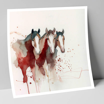 Crimson Companions wild horses art print
