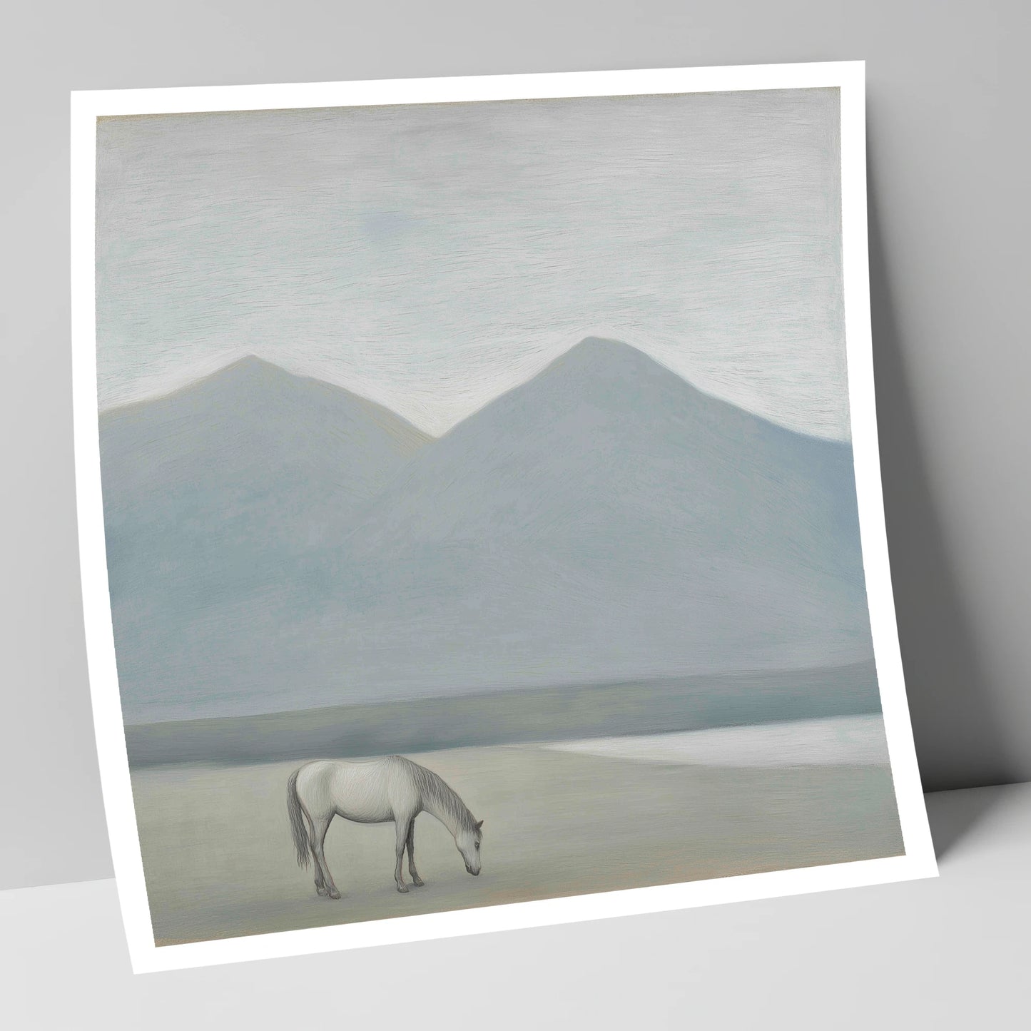 Solitary Mountain Grazing horse landscape art print