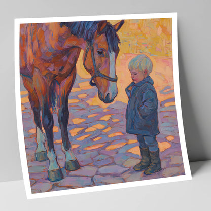 The Gentle Encounter horse & rider art print
