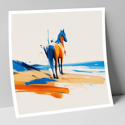 Azure Shoreline Spirit horse landscape art print