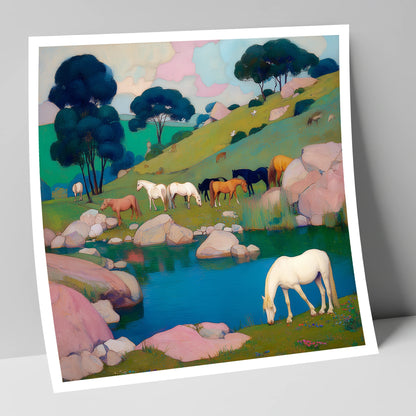 The Pastel Pasture horse landscape art print